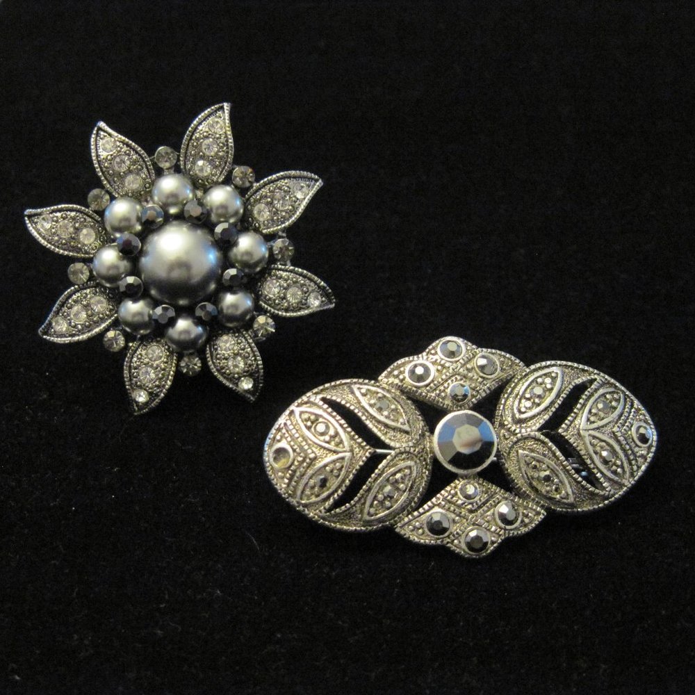 Marcasite Style Pins - Set of 2